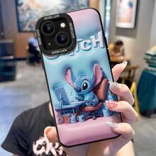 Disney Lilo & Stitch Phone Case - Stitch Working At A Desk With Computer And Mugs, Featuring "Disney Stitch" Lettering On A Pink And Blue Background, Compatible With IPhone 17, 16, 15, 14, 13, 12, 11 Pro Series And Galaxy S22, S23, S24, S25 Models, Ideal For Birthdays, Holidays, Anniversaries, Graduation Gifts, Or Any Special Occasion To Surprise Family, Friends, Classmates, And Loved Ones. - Black - View 2