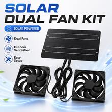 Quạt hút năng lượng mặt trời 10W, quạt thông gió năng lượng mặt trời, bộ quạt mặt trời ngoài trời, hệ thống lưu thông không khí bằng nhựa tiếng ồn thấp, không dùng pin, phù hợp cho gác mái, nhà kho, chuồng trại, nhà kính, chuồng chó - màu đen - Xem 7