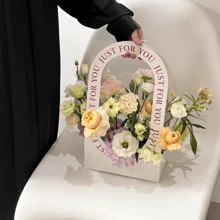 5 conjuntos de caixas de embalagem para bouquet de mão para o Dia da Mãe e Dia de São Valentim, sacos de cesto de flores vazados, caixas de embalagem de material DIY para bouquet feito à mão, sacos de transporte para embalagem de bouquet - multicolorido - Ver 9