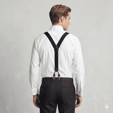 Amo Sombrinha 6 Pieces Premium European Style Solid Suspenders For Men, Gentleman Suspenders, In Stock, Suit Pants Suspenders, Durable And Fashionable High Elasticity, Suit Suspenders, Adjustable Clip Suspenders, Unisex, Black Work Party Suit Wedding Prom Church - 紅木色 - 查看 5