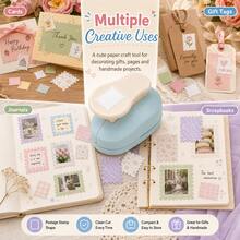 1pc Mini Stamp-Shaped Paper Punch, Decorative Serrated Edge Embossing Tool, Suitable For Scrapbooking, Planner, Greeting Cards, Gift Tags And DIY Paper Crafts, Portable Handheld Tool - B-Blue - View 3