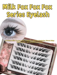 60 Clusters Milky Fox Eye Lashes, 6 Rows DIY Segmented Eyelashes, Natural Wispy Kitten Eye Look, Soft Individual Lash Clusters - 查看 5