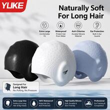 Women's Waterproof Extra Large Non-Tight Swim Cap, Adult Chlorine Resistant Silicone Ear Protection Swimming Cap, Large Head Circumference Professional Swim Cap - Multicolor - View 1