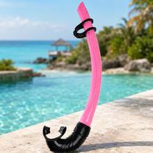 Single-Piece Wet Snorkel, Curved Vent Snorkel Tube With Comfortable Mouthpiece & Anti-Slip Clip, PVC Freediving Snorkel, 6 Colors, Mask Compatible, For Swimming Training, Beach & Underwater Use - Multicolor - View 12