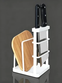 1pc Multifunctional Integrated Storage Rack For Knife Holder And Cutting Board, A Draining Rack For Kitchen Countertop Knives, Chopping Boards And Pot Lids. - Multicolor - View 8