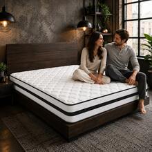 Matelas 140x190 cm - très épais 28 cm-Mousse Mémoire de Forme et Ressorts Ensachés 7 Zones - Fermeté H3 - Respirant - Noir et Blanc - Voir 2