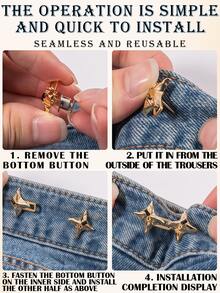 1 Set Minimalist Hip-Hop Punk Star Split Waist Buckle Belt Accessory, Detachable, Adjustable Buckle Position, Soft Needle Design Won't Scratch Skin, Manually Restorable - Silver - View 4