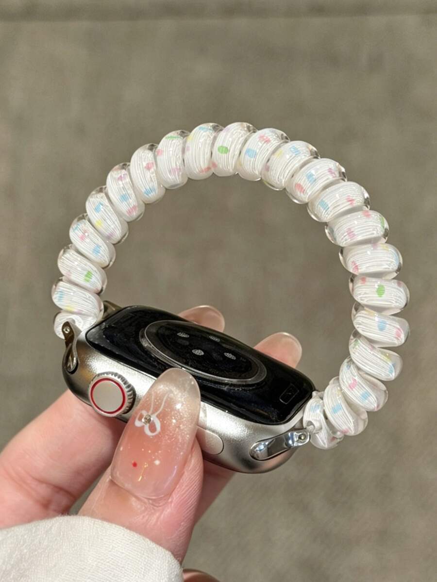 1件可愛糖果色波點彈性果凍錶帶，適用於 46mm 38mm 40mm 41mm 42mm 44mm 45mm 49mm，時尚夏季女孩手鍊，兼容 Series 11 10 9 8 7 6 5 SE Ultra 2