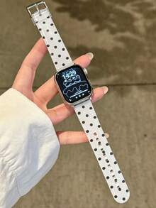 1件簡約可愛波點圖案果凍錶帶，適用於Apple Watch S11 46mm 38mm 40mm 41mm 42mm 44mm 45mm 49mm，優雅女款替換錶帶，相容於 Series 11 10 9 8 7 6 5 SE Ultra 2，時尚女孩穿搭配件 - 白色 - 查看 1