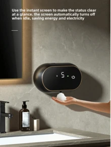 Nuevo Dispensador Automático de Jabón de Gran Capacidad de 400ml, Dispensador Automático de Líquido sin Contacto para Lavado de Manos, Pantalla Digital de Pantalla Completa de Alta Definición, Función de Autolimpieza, Equipado con Sensor de Detección de Líquido, Pantalla de Nivel de Batería, Adecuado para Baño, Cocina, Aseo, Hotel, Oficina - Ver 11