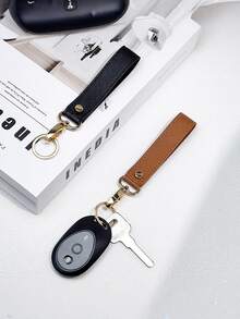 1Pc PU Leather Minimalist Keychain,Durable Long Key Ring,Portable Anti-Loss Car Key Holder,Suitable For Bags,Wallet,Key Accessories,A Perfect Gift - Multicolor - View 6