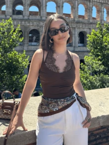 2026春夏女款優雅棕色蕾絲連身衣，時尚休閒度假婚禮海灘派對出遊優雅女士連身衣 - 紅色 - 查看 9