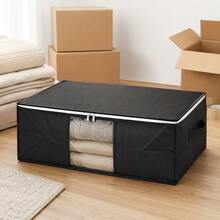 Holiday Decoration Storage, Clothing & Closet Storage, Clothing & Bedding, Blankets, Storage Bags, Foldable Zippered Storage Box, Large Capacity Clothing Storage Box, Grey With Handles - Black - View 7