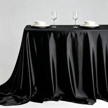 1 pieza Mantel rectangular/redondo elegante de satén, mantel de poliéster brillante de lujo, adecuado para bodas, fiestas, banquetes, cenas formales, mantel rectangular extra largo, mantel brillante para banquetes nupciales, adecuado para recepciones y fiestas, lavable a máquina - Blanco lechoso - Ver 16