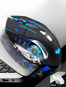 1 Pieza Ratón De Juego Inalámbrico Recargable 2.4g Silencioso Con Puerto De Carga Tipo-c Y Retroiluminación Rgb Para Uso En La Oficina Y El Hogar, Compatible Con Computadora De Escritorio Y Portátil - Negro - Ver 1
