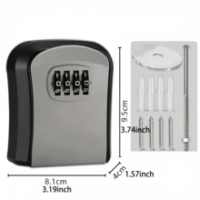 4-Digit Combination Lock Wall Mounted Key Holder, Secure Key Storage Box Organizer For Home Office Bedroom Entryway, Metal Key Cabinet With Password Protection System - Multicolor - View 8