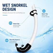 Single-Piece Wet Snorkel, Curved Vent Snorkel Tube With Comfortable Mouthpiece & Anti-Slip Clip, PVC Freediving Snorkel, 6 Colors, Mask Compatible, For Swimming Training, Beach & Underwater Use - Multicolor - View 7