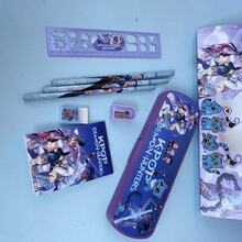 500pcs K Pop Themed Stationery Kit, Anime Character School Supplies, Writing Set With Pencils, Ruler, Eraser, Sharpener And Notebook - Multicolor - View 7