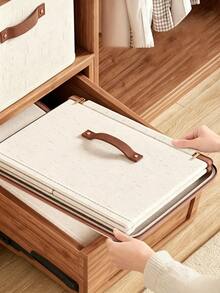 Foldable And Portable Storage Box, Dust-Proof Clothing And Duvet Storage Box, With Spring Home Storage Container - Convenient And Space-Saving, Suitable For Bedding, Fabrics, Spring Clothing And Duvet Storage, Backyard Storage Space, Back To School Season (Due To Textile Material, Slight Coldness Or Imprints May Occur. But This Will Not Affect Use) Bag, Room Decoration, Bag, Makeup Bag, Gift For Family - Gold - View 5