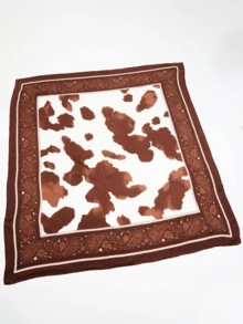 1 buah Syal Persegi Motif Leopard untuk Wanita - Aksesori Syal Multifungsi untuk Wanita, Bahan Poliester, Cocok untuk Padu Padan Fesyen Sehari-hari - MultiWarna - View 2