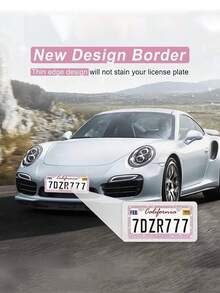 1/2 Pcs License Plate Frame - Durable Shiny License Plate Frame, Women's Style, Stainless Steel, No Obstruction Border, Inlaid With Multi-Faceted Cut Rhinestones, Shiny Rhinestone Diamond Car Accessories, With Shiny Crystal Screw Caps - Multicolor - View 2