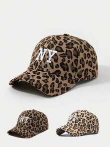 1pc Embroidered NY Leopard Print Adjustable Baseball Cap, Outdoor Sun Protection Casual Hat Suitable For Spring/Autumn Travel, Beach, Y2K Style For Boys & Girls - Baseball Cap - View 6