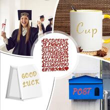 4/8 Letter Stickers Self-Adhesive Vinyl Alphanumeric Stickers Email Number Stickers, Classroom Decoration, Signs, Doors, Commercial Decoration Stickers - 8 Shimmering Silver Images - View 10