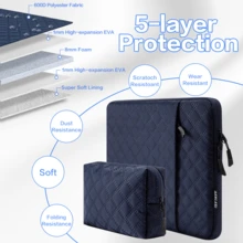 SENLASI Funda para portátil de 13-16 pulgadas para MacBook Air Pro 13 14 pulgadas M1 M2 M3, Air 38.1 cm M2 M3 2023, para otros portátiles de 13.5 14 15.6 16 pulgadas, funda portátil para transportar portátil con cremallera suave y bolsa de accesorios extra, azul - Ver 7