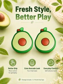 2pcs Avocado Shaped Thumb Grip Caps Compatible With Switch/OLED, Style Non-Slip Thumb Sleeves, Enhanced Grip, Game Console Controller Accessories, Console Not Included - Multicolor - View 6