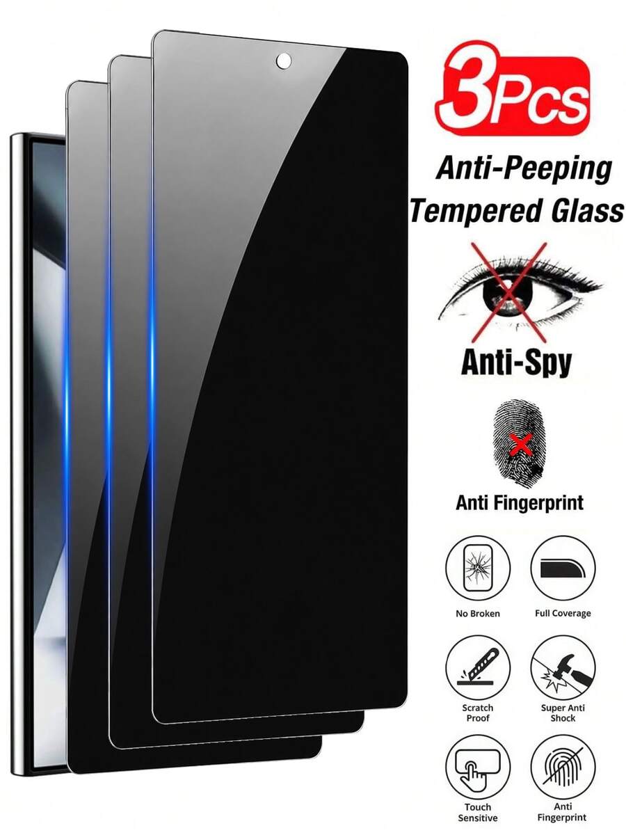 CASECOPS 3片裝隱私鋼化玻璃螢幕保護貼，適用於 Galaxy S26 Ultra/S26 Plus/S26、S25 Ultra/S25 Plus/S25/S25 Edge、S24/S23/S22/S21/FE 系列及更多機型。防刮、易安裝、防碎邊緣、觸感滑順、防污、清晰顯示，生日、家人、朋友禮物
