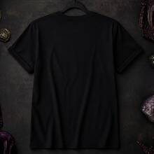 Playera para mujer con estampado celestial de luna, polilla, estrellas, cristales y signos astrológicos, camiseta dama manga corta cuello redondo, blusa casual mística, ropa aesthetic espiritual, playera oversize mujer, camiseta gráfica moda 2026, top juvenil cómodo, outfit alternativo, estilo boho chic, ropa para mujer México, playera negra o clara combinable - Negro - Ver 5