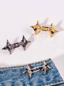 1 Set Minimalist Hip-Hop Punk Star Split Waist Buckle Belt Accessory, Detachable, Adjustable Buckle Position, Soft Needle Design Won't Scratch Skin, Manually Restorable - Silver - View 3
