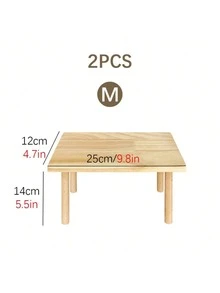 1/2pcs 2-Tier Climbing Platform Landscape Decor Hamster Hideout Quail Digging House Solid Wood Desktop Pet Toy Natural Wood Color Suitable For Hamster, Gerbil, Mouse, Rat Animal Cage Accessory Wooden Platform Playground - A - View 12