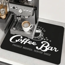 1 Coffee Machine Countertop Drip Pad, Water Dispenser, Coffee Machine, Absorbent Pad, Heat Insulation Coaster, Oil-Proof Table Mat, Suitable For All Kinds Of Countertops; Super Absorbent Non-Slip Silicone Drain Pad, Kitchen Countertop Drain Pad - Black - View 2