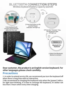 適用於 Galaxy Tab / / Pad Se 的鍵盤保護殼，可拆卸式彩色背光藍牙鍵盤，輕巧纖薄支架保護套附筆槽（不含筆） - 黑色 - 查看 7