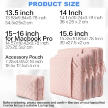 SENLASI 13-16 吋筆電保護套，相容於 Macbook Air Pro 13 14 吋 M1 M2 M3、Air 38.1 Cm M2 M3 2023，適用於其他 13.5 14 15.6 16 吋筆記型電腦，便攜式筆電收納包，附滑順拉鍊與額外配件收納袋，粉紅色 - 查看 3