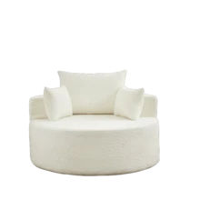 Round Beige Sofa With 5 Cushions And Pouf, Ideal For The Living Room And Bedroom. - Beige - View 10