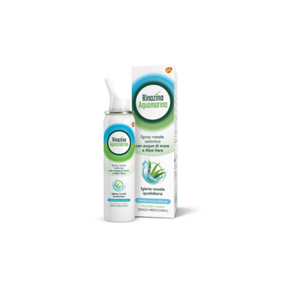 Rinazina Aquamarina Spray Nasale Isotonico Delicato Lavaggio Nasale Acqua di Mare e Aloe Vera 100 ml