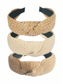 Serre-tête tressé, serre-tête large en osier à la mode, serre-tête tressé de style bohème, accessoire de cheveux tressé de style bohème d'été, serre-tête pour femmes et filles - A - Voir 3