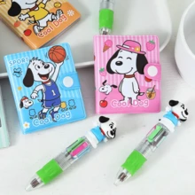 1pc New Snoopy Dog Set, Highly Attractive Mini 4-Color Ballpoint Pen & Notebook, Perfect Small Gift For Fans, Family And Friends, Practical Daily Item [Random Style] - Multicolor - View 2