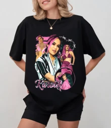 Karoll G Portrait Collage Print T-Shirt In Pink Tones, Casual T-Shirt, Latin Singer Merch - Black - View 11