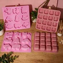 2pcs Cute Silicone Molds, Cartoon Vehicle And 16-Grid Square Mold, Suitable For DIY Plaster, Soap, Candle, Resin Crafts And Home Decor - Cross-section Set - View 5
