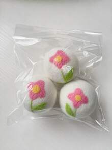 6pcs 7.5cm Embroidered Wool Dryer Balls With Storage Bag, Reusable Felt Laundry Balls In Cute Bird & Floral Patterns, Fabric Softener Alternative, Reduces Static, Wrinkles & Tangling, Speeds Drying For Towels, Bedding & Laundry - View 9