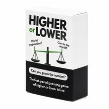 HIGHER OR LOWER Trivia Card Game Fast Number Guessing Challenge With 500 Fun Questions Quick Thinking More Or Less Comparison Party Game Easy To Learn Social Conversation Card Deck Travel Friendly Brain Teaser Knowledge Game Night Entertainment - Black - View 6