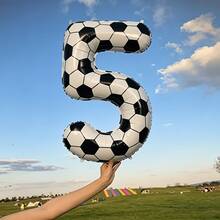 1pc 40 Inch Football Number Aluminum Foil Balloon, Number 0-9 Large Sports Event Decoration, Football Theme Party Celebration, Birthday, Wedding, Father's Day, Graduation Party Decoration Balloon, Suitable For Football Event Theme Birthday Party Background Decoration - View 3