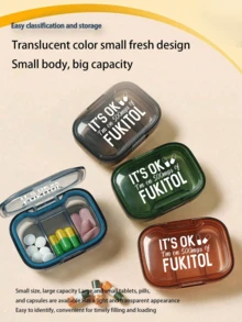 Medical Bag With Cute Pill Pattern And "Let's Medicane" Lettering, Portable Minimalist Pill Storage Box, 3-Compartment Medication Storage Box, Suitable For Home And Travel, Portable Travel Mini Pill Box, Waterproof And Moisture-Proof Pill Storage Container, Can Store Medication, Rings And Other Small Items, Suitable For Travel Storage, Travel Container, Travel, Office And Other Multiple Scenarios - Multicolor - View 3