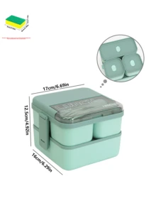 4pcs/1 pieza Caja Bento Estilo Macaron Minimalista de unicolor (Opcional Juego de 4pcs o Paquete Individual) - Hecha de Material PP, Incluye Juego de Tenedor y Cuchara Integrados, Apta para Microondas, Refrigerador, Congelador y Lavavajillas - Multicolor - Ver 12