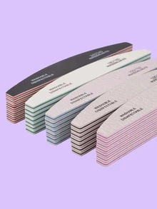25pcs Nail Files - 80/100/150/180/240 Grit Nail Care Manicure Set, Double-Sided Nail File, Washable Nail File, Reusable Nail Buffer Block, Suitable For Natural Nails And Acrylic Nails, Home And Salon Use - Multicolor - View 1