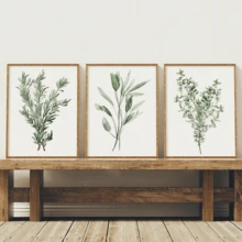 3pcs Vintage Wall Art Posters, Waterproof Canvas Painting Set, Thyme, Sage, Rosemary, Retro Minimalist Art, Botanical Abstract Art, With Or Without Frames, Home Decor, Ideal Housewarming Gift, Dorm Room Apartment Decoration, Hotel, Home, Living Room, Bedroom, Bathroom And Office Wall Decor - Multicolor - View 1