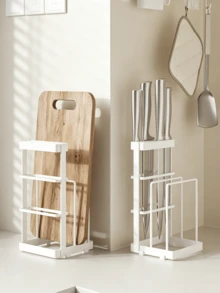 1pc Multifunctional Integrated Storage Rack For Knife Holder And Cutting Board, A Draining Rack For Kitchen Countertop Knives, Chopping Boards And Pot Lids. - Multicolor - View 1
